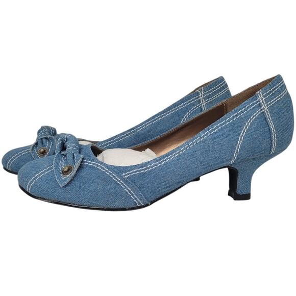 Coup D'etat Shoes - Coup D'etat Denim Bow Kitten Heels Y2K Coquette Romantic Style
